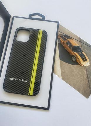 Amg чехол накладка mercedes -benz на телефон айфон  преміум чохол mercedes-amg для iphone 11 pro салатовий