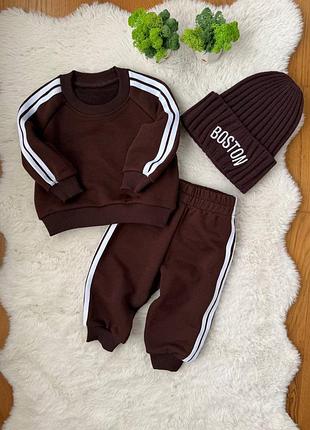 Комплект 52/1, р.80,86,92,98,104, тринитка петля, шоколад