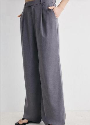 Сірі штани wide-leg stradivarius 3