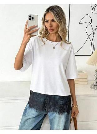 Футболка oversize з мереживом жіноча. бавовна 100%