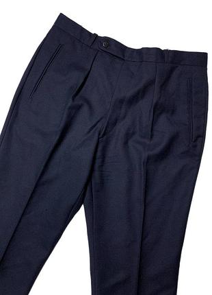 Pli permanent laine vintage navy брюки з защипами висока посадка