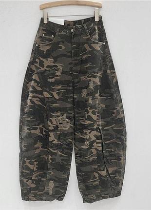 Джинсы карго baggy камуфляжные оверсайз унисекс свободного кроя