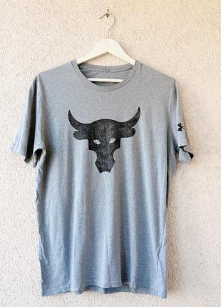Серая мужская спортивная футболка under armour project rock brahma bull