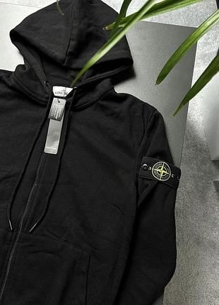Stone island zip худі чоловіче на блискавці чорне / сіре