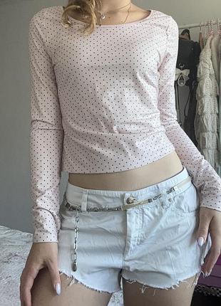 Лонгслів рожевий полька дот polka dot y2k coquette