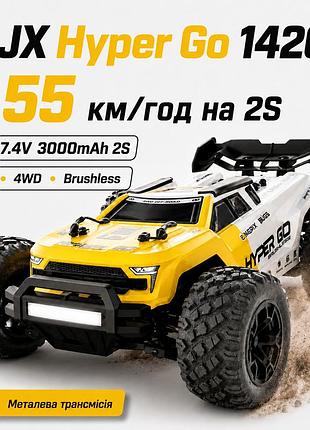 Радиоуправляемая машинка mjx hyper go 14207 1:14 4wd до 80 км/ч, brushless rc монстр-трак внедорожник 4x4, бесщеточный мотор 4200k