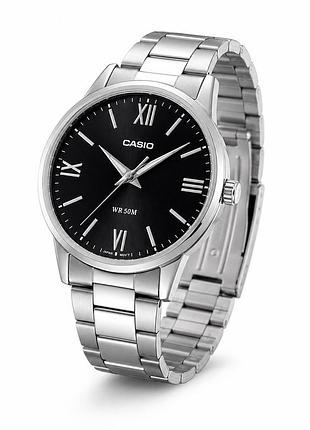 Чоловічий годинник casio mtp-1303dd-1a з чорним циферблатом та сталевим браслетом