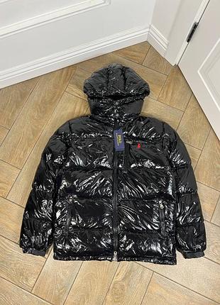 Пуховик polo чорний глянець поло куртка зимова тепла s m l xl xxl