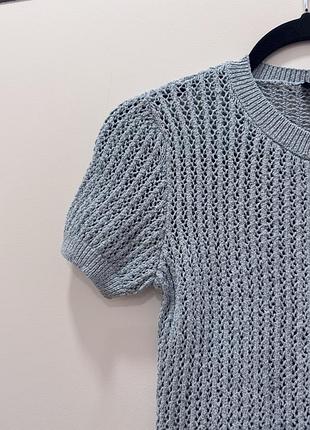 Блакитна блуза вʼязана zara 5