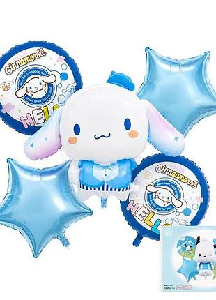 Набор воздушных шаров синнаморолл cinnamoroll санрио фольгированные со звездами 5 шт tz-201