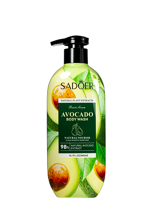 Гель для душу зволожуючий sadoer avocado body wash 400 ml sd57003 daily skin care