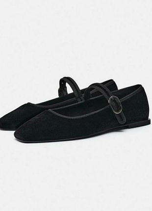 Новые велюровые балетки zara (мери джейн)