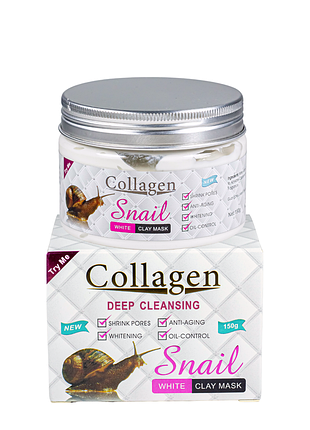 Маска для обличчя очисна collagen snail з коаліном 150 г daily skin care