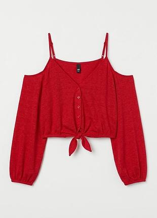 Червона блуза з рукавами-ліхтариками від бренду h&m