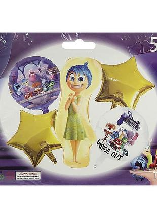 Набір повітряних кул думками навиворіт радість inside out фольговані зі зірками 5 шт tz-262