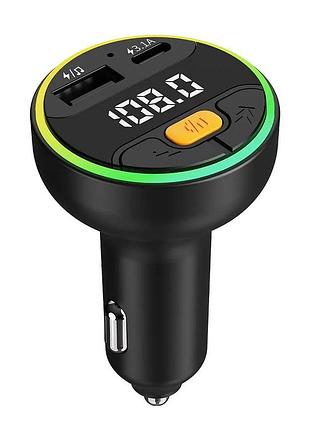 Fm трансмітер для авто bluetooth 5.3 | зарядка usb+type-c | рукавільне керування викликами | mp3 fm-модулятор 2