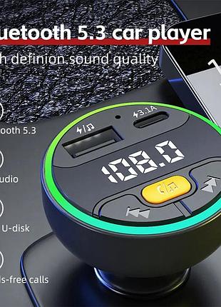 Fm трансмітер для авто bluetooth 5.3 | зарядка usb+type-c | рукавільне керування викликами | mp3 fm-модулятор 4