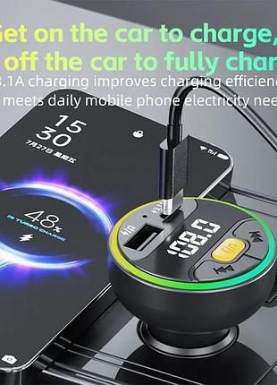 Fm трансмітер для авто bluetooth 5.3 | зарядка usb+type-c | рукавільне керування викликами | mp3 fm-модулятор 6