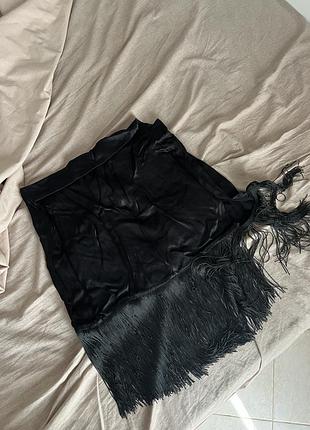Спідниця міні з бахромою zara