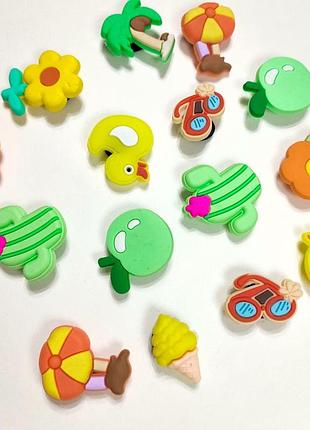 Набор 10 шт. джибитсы, бейджи, значки, кнопки "летний" для crocs / сабо / слайдов | шуз-чармы