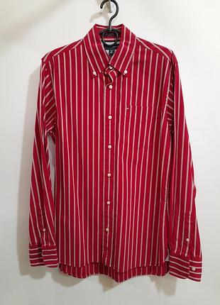Чоловіча сорочка tommy hilfiger у смужку (s / custom fit) червона