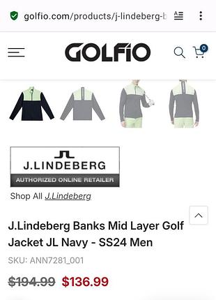 Новая оригинальная кофта j.lindeberg 7