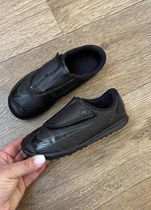 Дитячі футбольні сороконожки (стоніжки) nike jr. mercurial vapor 16 club tf ps, р.30 (12), устілка 19см., стопа до 18,5см. чорні