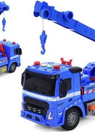 Будтехніка кран 25см, 1:16, інерція, рухомі деталі,  звук, світло, на бат-ці(табл)