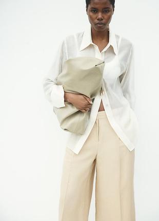 H&m, широкі шорти-кюлоти з тканини на основі льону, р.40