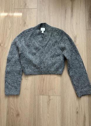 Жіноча кофта/светр сірого кольору h&m в складі є вовна і мохер