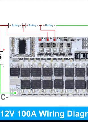 Bms плата 3s 12v 100a для li-ion 18650 | захист акумулятора з балансуванням