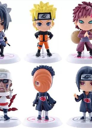 Набор из 6 фигурок персонажей naruto 7–8 см — саске, гаара, учиха, мадара, наруто, какаши