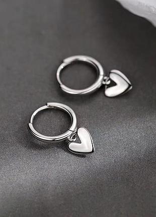 Серьги сердечка серебро 925 покрытие
