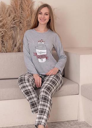 Женская пижама с длинным рукавом хлопок u8322 xxl