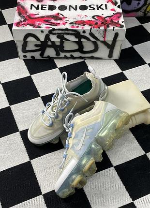 Підліткові/жіночі кросівки nike air vapormax 2019 white metallic silver