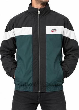 Чоловіча куртка-вітровка nike air color block чорна/зелена xxl