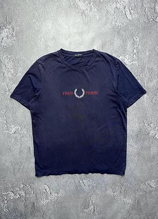 Vintage винтажная футболка fred perry фред перри big logo casual кэжуал size l