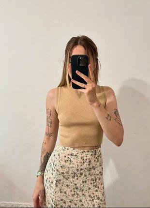 Бежевий топ zara ☀️ матеріал: viscosa🌸 стан:гарний✨ розмір: s/xs