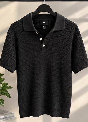 Футболка-поло h&m regular fit чорна