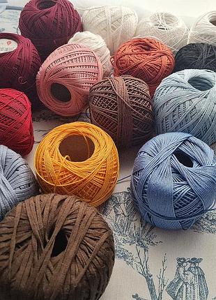 Набор нитей / 100% cotton / нитки для рукоделия / набор цветных нитей для резинкой / для вязки / нити для плетения / нити для вышивания