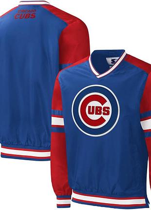 Men's chicago cubs starter royal yardline v-neck pullover windbreaker