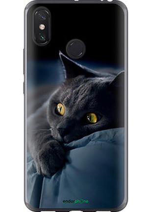 Чехол на xiaomi mi max 3 дымчатый кот "825t-1534-2448"