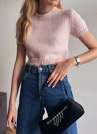 Пудровий вʼязаний топ  primark💖 матеріал: котон🌸 стан:гарний✨ розмір: xs