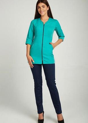 Костюм медичний, котон, р.42-66, м'ятний/синій, жіночий спецодяг, 893243