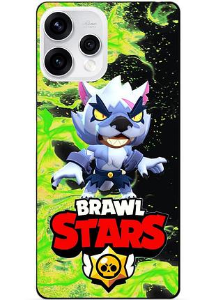 Чехол силиконовый бампер для oppo reno 15 с героем бравл леон белый волк brawl