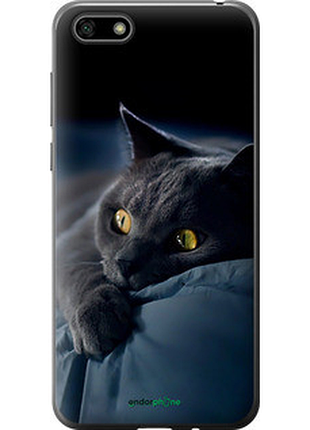 Чехол на huawei y5 2018 дымчатый кот "825t-1500-2448"
