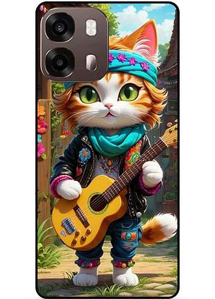 Чехол силиконовый бампер для oppo a6s с рисунком котик с гитарой