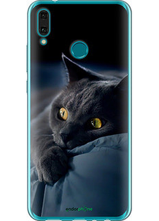 Чехол на huawei y9 2019 дымчатый кот "825u-1602-2448"