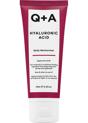 Крем увлажняющий с гиалуроновой кислотой hyaluronic acid daily moisturiser q+a, 75 мл