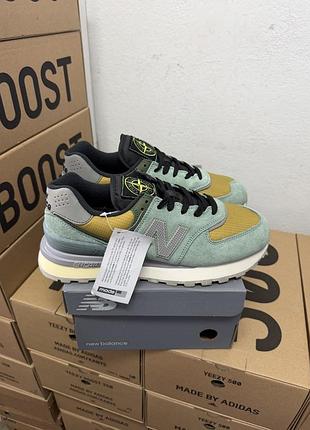 Кроссовки new balance 574 x stone island legacy light green /27 беленс 574 зеленые 41 42 44 45